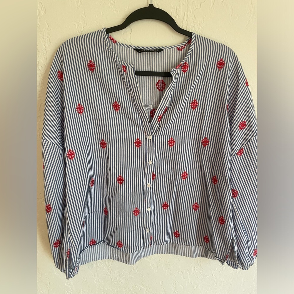 Zara embroidered blouse
